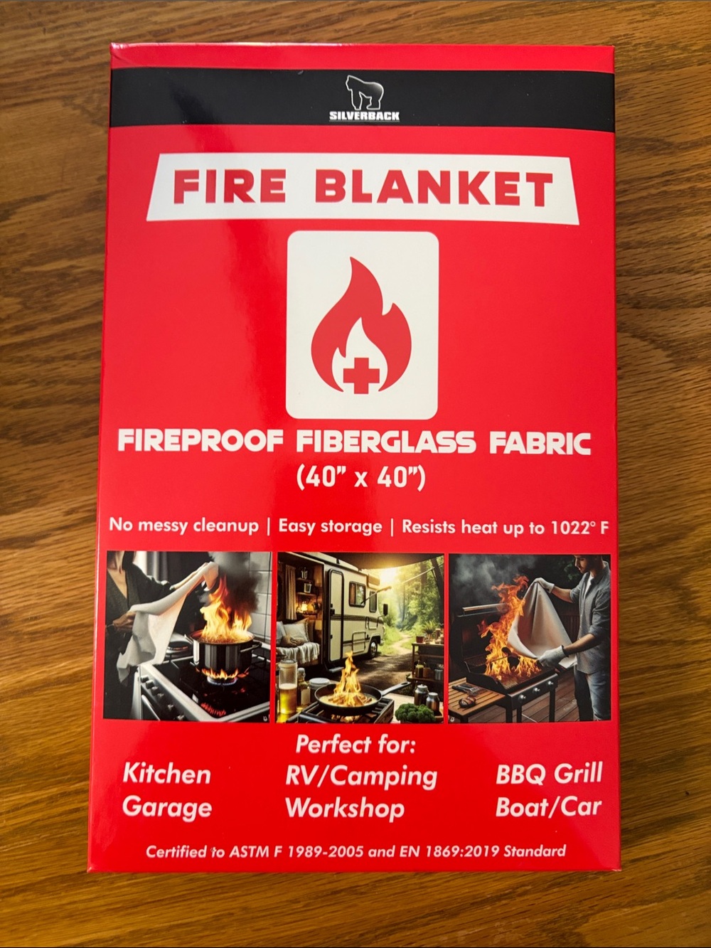 Silver Jeans Red Fire Blanket - Fireproof Fiberglass Safety Cover